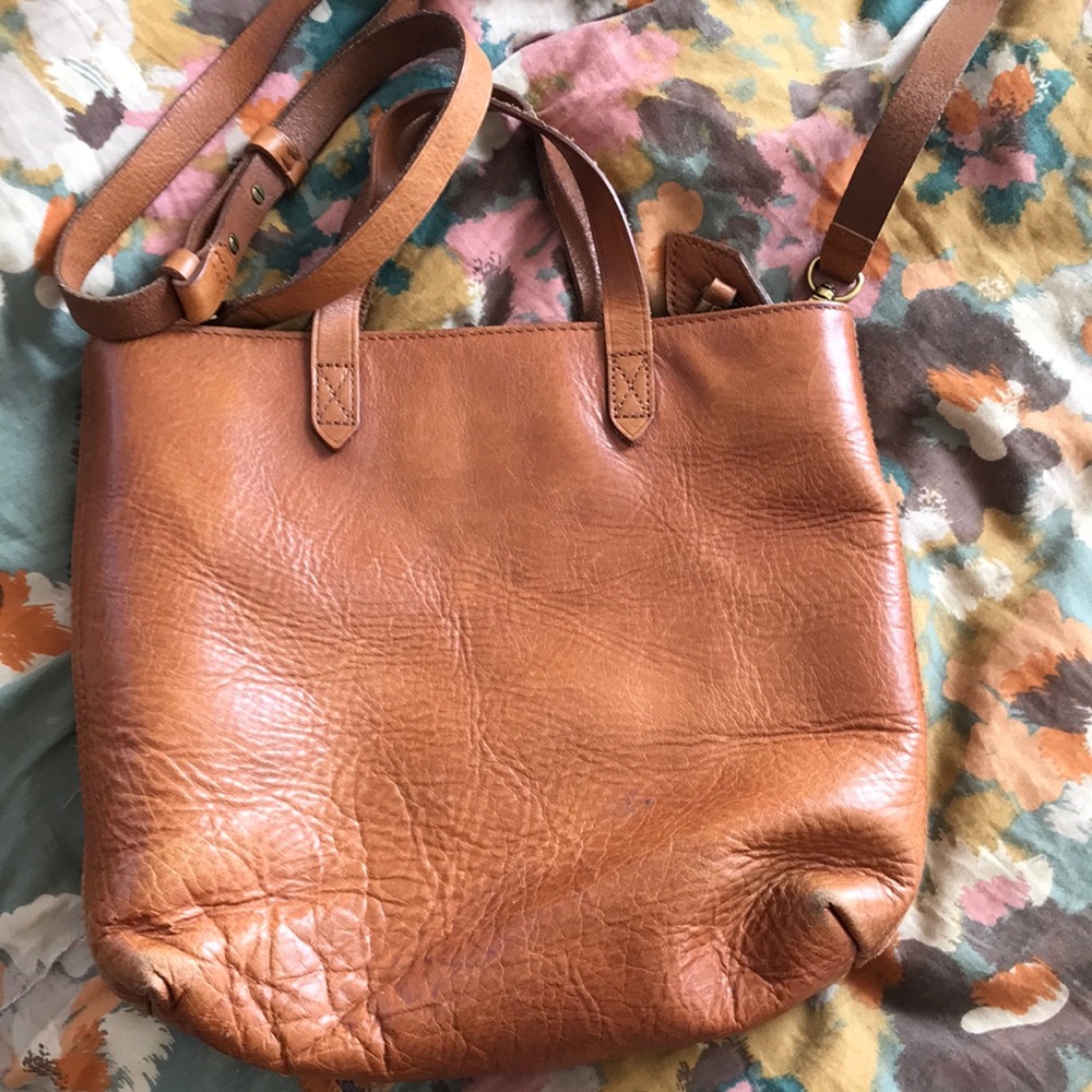 Madewell Brown Tan Leather Tote Bag with Classic Design